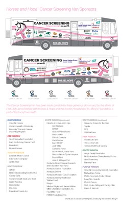 Horses and Hope Cancer Screening Van Sponsors page 1